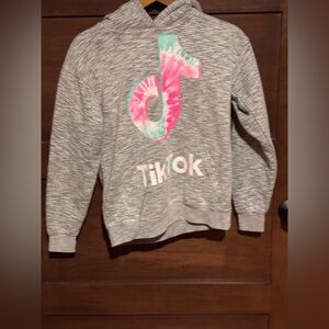 Kids Gray Hoodie with Pink & Teal Tie-Dye Logo